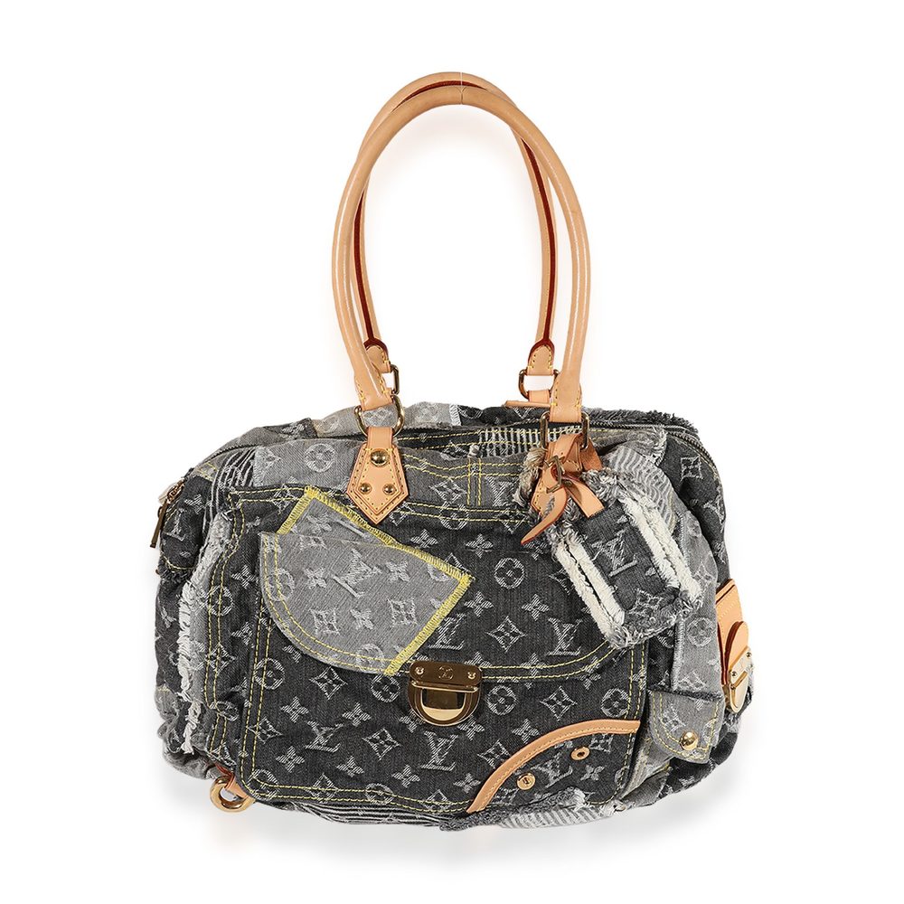 Louis Vuitton Gray Monogram Denim Patchwork Bowli… - image 1
